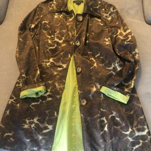 Laudrew Vintage looking jacket brown tones. Green lining. Fun wearing jacket. HP